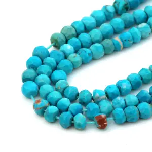 Best Quality Wholesale Natural 5mm To 6mm Faceted Rondelle Arizona Turquoise Jewelry Making Semi Precious Gemstone Strand Beads