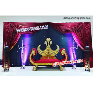 แต่งงานเวทีกษัตริย์โซฟา Maharaja แต่งงานโซฟาสีทองอินเดียเฟอร์นิเจอร์จัดงานแต่งงาน - Product Image 1