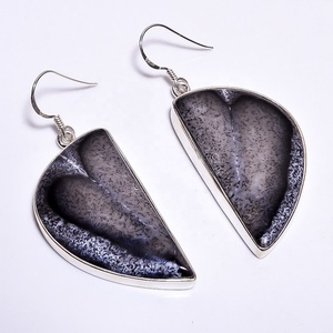 Boucles d'oreilles opale Dendrite bijoux faits à la main en argent sterling 925 boucles d'oreilles en gros fournisseurs de bijoux en argent indiens - Product Image 1