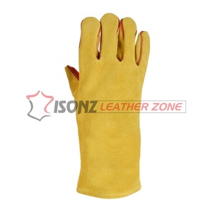 Guantes de Soldadura Duraderos Resistentes al Calor, de Cuero con Doble Refuerzo en la Palma, Dedos Forrados, Grosor de 1.2 mm, 14 Pulgadas, Antideslizantes - Product Image 6