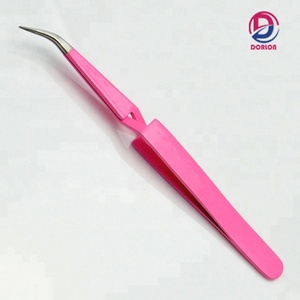 Pinces à cils roses personnalisées, type X, droites et courbées, pour extensions de cils, marque privée - Product Image 3