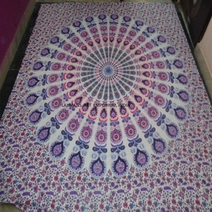 ผ้าปูเตียงขนาดควีนไซส์สไตล์วินเทจและพรมแขวนผนังผ้าคอตตอนพิมพ์ลายผ้าถักจากอินเดีย - Product Image 1