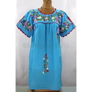 New design mexican embroidery blouses for lady summer colorful hand embroidered for women's wear