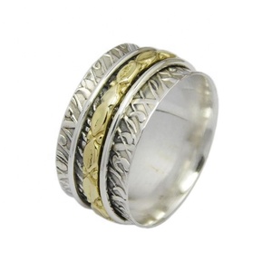 Elegant 925 Sterling Silver Meditation <b>Spinner</b> <b>Ring</b> Pure Eternity Vermeil Bezel Setting Inlay Direct From Manufacturer Supplier - Product Image 1