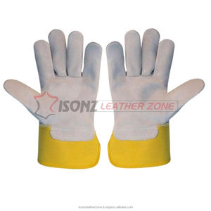 Guantes de trabajo de cuero dividido de Vaca amarilla con función antiimpacto Guantes de trabajo de seguridad de zona de cuero ISONZ duraderos - Product Image 2