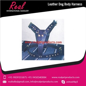 Harnais de chien de Style de luxe de haute qualité en cuir indien durable motif Animal goujons en laiton Rivet Top qualité la plus riche - Product Image 3