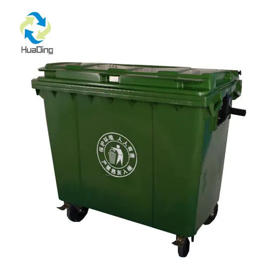 660 Liter Tempat Sampah Kualitas Tinggi Tong Sampah Hdpe Sampah Roda Wadah Sampah Luar Ruangan 660l dengan Roda