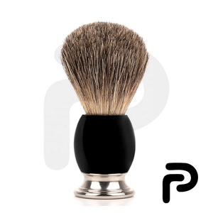 Blaireau de rasage OEM pour hommes avec meilleurs poils de blaireau manche en métal noir prix de gros blaireau de rasage pour salons de coiffure - Product Image 4