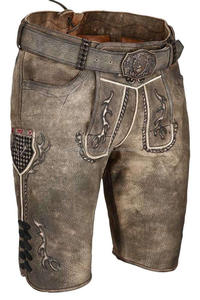 Deluxe Hommes Grande Taille Bière Allemande Bavaroise Courte Vache Lederhosen Oktoberfest Costume Brodé Vache Daim Cuir Coupe-Vent - Product Image 2