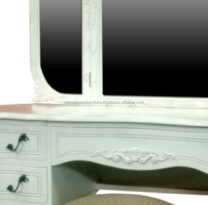 Coiffeuse en bois acajou massif sculpté, ensemble de miroirs, Style français - Product Image 5