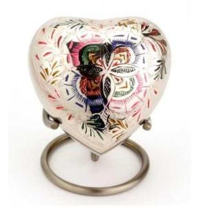 Cœur commémoratif en platine gravé avec support souvenir pour animaux de compagnie, urnes de crémation avec support pour cendres funérailles métal laiton/aluminium - Product Image 1