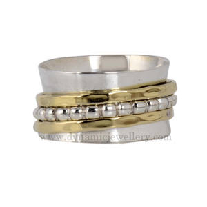 Beautiful Handmade Wholesale Plain <b>Rings</b> with Pearl Stress-Free <b>Spinner</b> <b>Sterling</b> <b>Silver</b> Brass Copper for Men Women for Weddings - Product Image 1