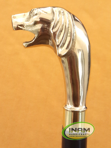 Vintage Style Wooden <b>Walking</b> <b>Stick</b> with Brass Dog Handle / Wooden <b>Walking</b> Cane with Brass Designer Dog Handle - Product Image 2