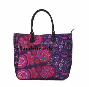 Bolso de mano de algodón elegante hecho a mano con Mandala para mujer, estilo Hippie, bolso de hombro elegante, cierre de botón, bolso de compras doble Floral - Product Image 1