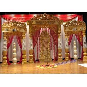 Escenario para Recepción de Boda del Sur de la India, Decoración de Mandap para Bodas, Decoración de Pilares para Escenario de Boda India - Product Image 1