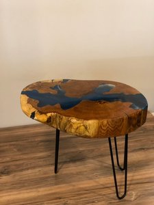 Antique Stylish Foldable Iron Live <b>Edge</b> Coffee Table Includes <b>Metal</b> Legs Home Use Living Room Furniture - Product Image 3