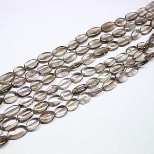 Smokey-Cuentas de disco plano de cuarzo, ovaladas, al por mayor - Product Image 3