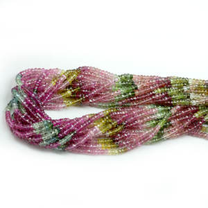 Perles rondes à facettes, pierres naturelles de tourmaline multiples, à facettes, en vrac - Product Image 5