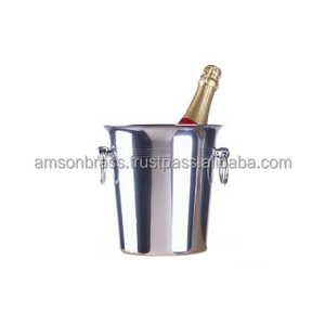 Enfriador de vino de hierro de Metal brillante plateado, cubo de hielo con mango de anillo, enfriador de vino pequeño, enfriador de vino de acero inoxidable - Product Image 5