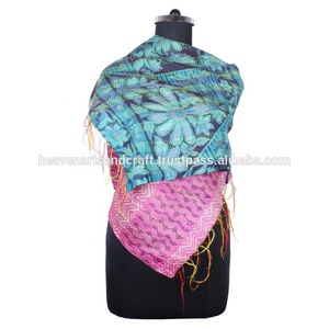 Kantha foulard en soie fait à la main style vintage pour filles SC1214 foulard vintage en coton cousu main - Product Image 2