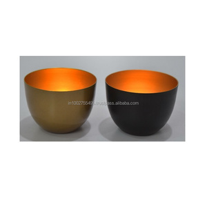 Handmade Modern <b>Black</b> Iron Tea Light <b>Candle</b> <b>Holder</b> with Gold Foil Lining Home Decoration <b>Metal</b> <b>Candle</b> Jars 10x10x7cm - Product Image 1