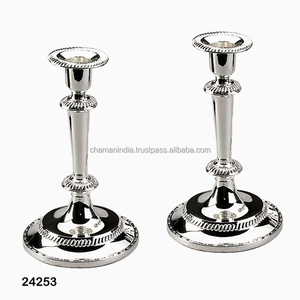 Portavelas de aluminio plateado y niquelado - Product Image 1