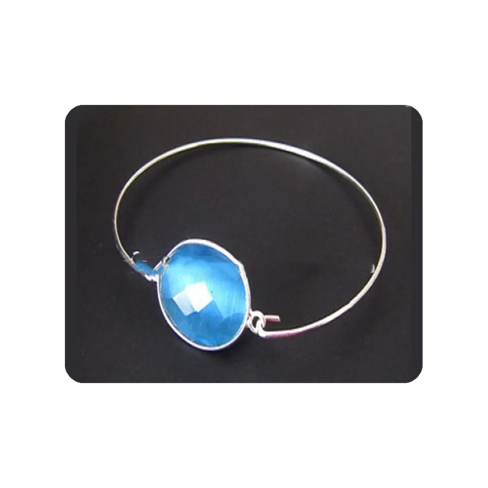 Индийский 925 стерлингового серебра синий гидро кварц драгоценных камней браслеты