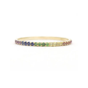Mezcla de anillo de piedras preciosas de oro amarillo de 14k boda compromiso completo eternidad banda apilable anillo de joyería al por mayor - Product Image 1