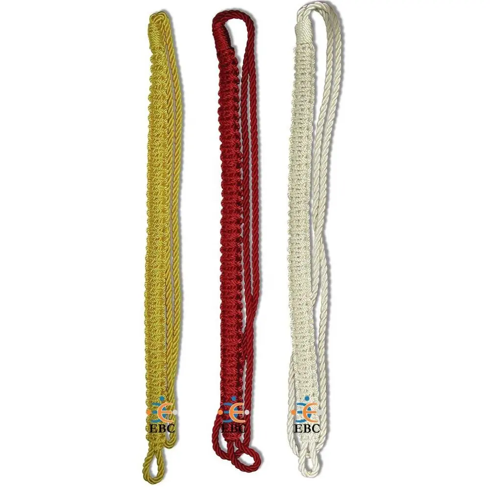 Wholesale Braided Whistle Cord Custom Corded Lanyard Whistle Cord Viscose Made with Two Knots & Metal Hook All Colors Available