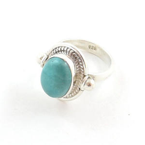 Bague en argent Sterling 925 Turquoise à la mode, bijoux en argent Sterling 925, bague simple, vente en gros - Product Image 5