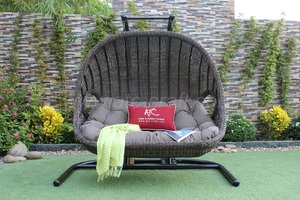 Fauteuil balançoire en rotin synthétique, mobilier de jardin, nouveau design moderne, haute qualité - Product Image 2