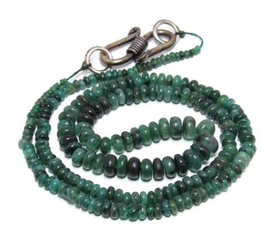 Natural Emerald Loose Gemstone <b>Beads</b> Smooth Rondelle Shape <b>Stone</b> <b>Beads</b> - Product Image 1
