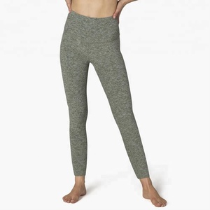 Hot Sale Ultra Soft Seamless Melange Yoga Leggings <b>Women</b> Breathable Anti-Bacterial Two-Tone Pants - Product Image 2
