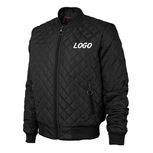 Veste bomber matelassée en satin avec slogan au dos, prix de gros faible MOQ, vestes bomber varsity et de pilote, veste bomber imprimée devant et derrière - Product Image 1