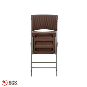 Silla marrón plegable de plástico de diseño moderno para fiestas, sillas plegables de ratán para patio al aire libre para eventos - Product Image 5