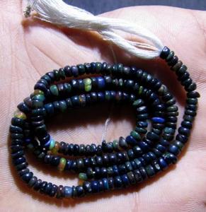 Cuentas de piedras preciosas sueltas con forma redonda de ópalo negro etíope, fabricación de joyas naturales de buena calidad - Product Image 2