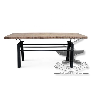 Table à manger industrielle vintage en fer et bois brut pour la cuisine, l'école, le salon ou le restaurant - Product Image 2