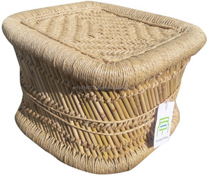 Ottoman vintage en bambou pour enfants, accessoire de photographie pour nouveau-nés, ottoman artisanal pour enfants, accessoires en incrustation d'os, console - Product Image 2