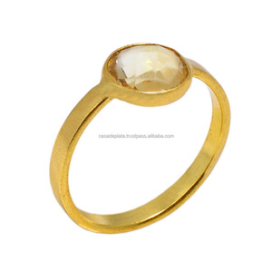 Natural Citrine Gemstone <b>Ring</b> Gold Plated 925 Silver <b>Plain</b> <b>Ring</b> Jewelry Bezel Setting Fashionable <b>Ring</b> For Wedding Gift Parties. - Product Image 1