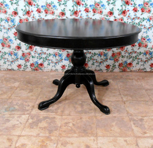 Muebles de mesa redonda negra para comedor, muebles hechos de fabricantes de muebles reales - Product Image 2