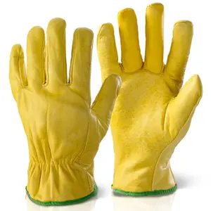 Premium kalite keçi tahıl deri sürücü iş eldivenleri deri iş mekanik emniyet sürüş eldiven el vücut koruma için