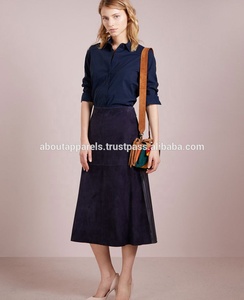 Falda Corta Informal de Cuero Genuino para Mujer, Talla Grande, con Cierre, Estilo Línea A, Venta al por Mayor, Personalizable - Product Image 2