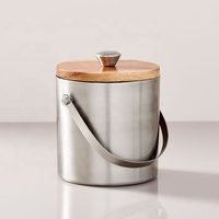 Juego de Coctelera con Cubitera, Juego de Utensilios de Bar de Acero Inoxidable con Tapa de Madera, Kit de Herramientas de Bar para Uso en Casa, Bar o Restaurante