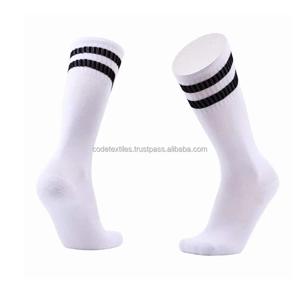 Toptan promosyon futbol çorapları erkekler için beyaz çoraplar süblimasyon ekip çorap