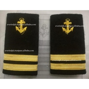 Epaulettes bordados a mano con 2 rayas doradas y diseño de ancla para hombro - Product Image 1