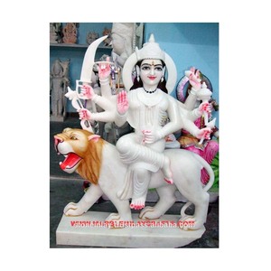 รูปปั้นพระแม่ดูร์กาหินอ่อนสีขาว - Product Image 1