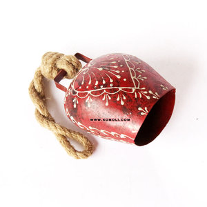 กระดิ่งวัวโลหะเหล็กสีแดงเพ้นท์มือ ของที่ระลึก ของตกแต่งคริสต์มาส - Product Image 3