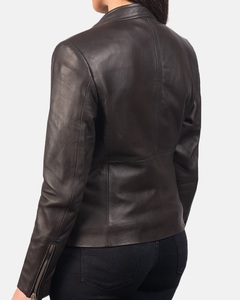 Chaqueta de Otoño Invierno para mujer personalizada de fábrica 100 por ciento de cuero de oveja ropa de moda abrigos de poliéster - Product Image 5