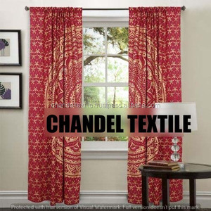 ผ้าม่านอินเดียลายดอกไม้2ชิ้นม่านแขวนผนังสไตล์ฮิปปี้แบบอินเดียผ้าม่านพิมพ์ลายศิลปะแขวนผนังบ้าน - Product Image 3