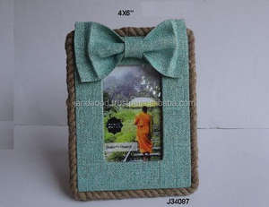 Marco de fotos de yute hecho a mano de Venta caliente en color azul y con nudo disponible en todos los tamaños de fotos y patrones decoración del hogar - Product Image 3